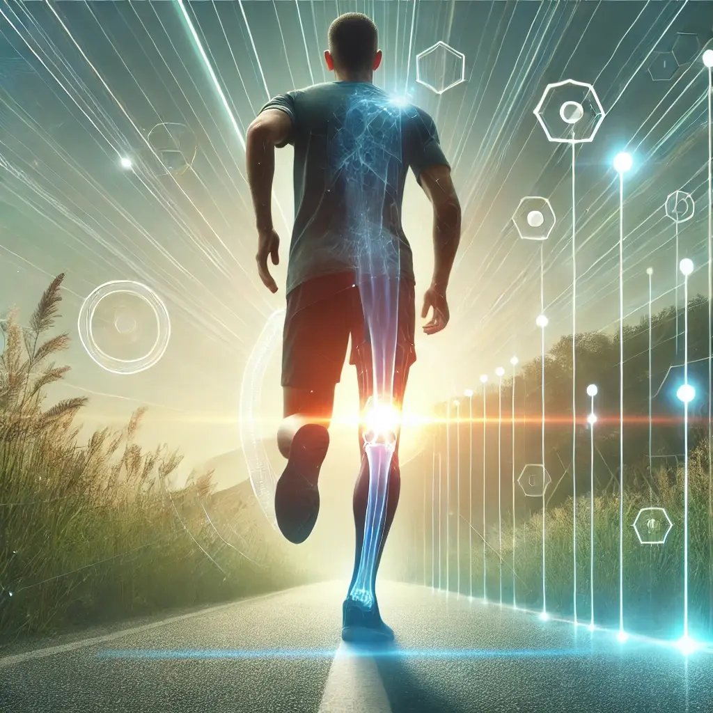 DALL·E 2025-01-20 13.03.13 - A clean and professional image designed for a newsletter header focused on injury recovery and physical therapy. The design features a runner mid-stri